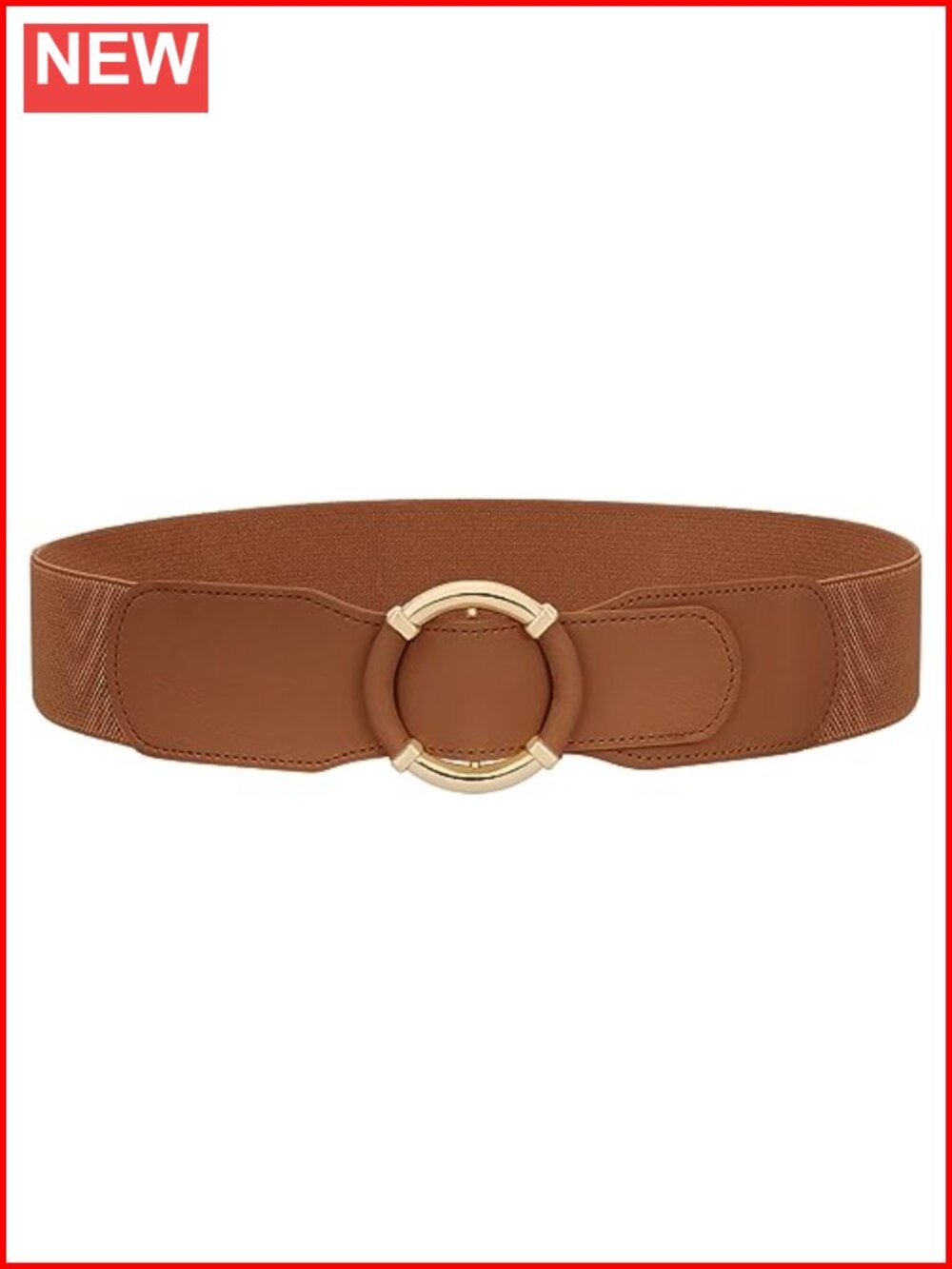 Wide Elastic Waist Belt for Women Vintage Dress Belt with Circle Buckle
